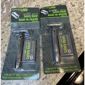 2x Men's Shaving Safety Razors Tradition Classic Double Edge Chrome 10 Blades